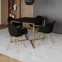 Ver imagem 1 de Mesa Jantar Industrial Quadrada 90cm Preta Base V com 4 Poltronas Eames Eiffel Daw Pretas Base Doura