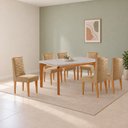 Ver imagem 1 de Conjunto de Mesa de Jantar Dublin 180 Tp MDF Vidro Canto Copo 6 Cadeiras Estela