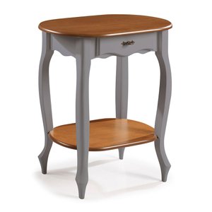 Aparador Oval em Madeira Maciça 1 Gaveta e Prateleira 1034 Linz Móveis - Cinza/imbuia Glazer