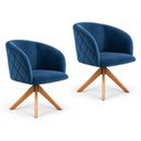 Ver imagem 2 de Kit 2 Poltronas Giratória Veludo Premium Base Madeira Maciça Maya