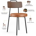 Ver imagem 4 de Cadeira Decorativa Estofada Para Sala De Jantar Barcelona L02 Couríssimo Marrom Camel - Lyam