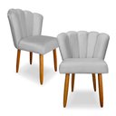 Ver imagem 1 de Kit 2 Cadeiras de Jantar Pétala Estofada Pés Palito Veludo Cinza - Montanaris Decor