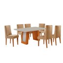 Ver imagem 2 de Mesa de Jantar Carolina 180cm Tampo MDF Vidro Canto Copo com 6 Cadeiras Safira