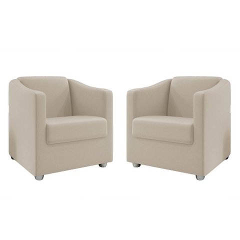 Kit 2 Poltronas Decorativa Ana Suede Pés Cromado - Pallazio Azul Marinho
