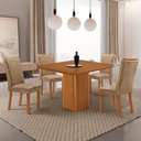 Ver imagem 1 de Mesa de Jantar Eloise 90cm Tampo MDF Laminado Canto Copo com 4 Cadeiras Lisa