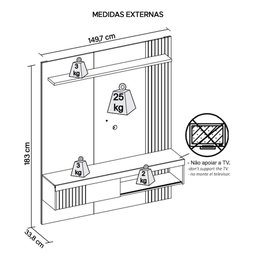 Painel para Tv até 55 Polegadas Marrom Moon Caemmun - 7