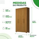 Ver imagem 3 de Guarda Roupa Solteiro Canadá 4 Portas 100% MDF Linhamobília ACP Móveis Cinamomo