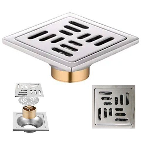 Ralo 10x10 Inox Anti Odor Anti Inseto Banheiro Lavabo Casa Cozinha Lavanderia Jardim Quintal Higieni