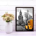 Ver imagem 2 de Quadro Carro Amarelo Londres 24x18cm - com vidro:Madeira branca