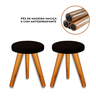Kit 2 Banqueta Puff JB Redondo Luxo Sala Pés Madeira Maciça - 3
