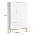Ver imagem 4 de Berço Americano e Guarda Roupa 3 Portas New Classic Branco com Pés Madeira Natural e Colchão