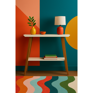 Aparador de Sala Retrô com Pés em Madeira Decorativo Branco