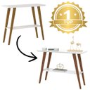 Ver imagem 3 de Aparador de Sala Retrô com Pés em Madeira Decorativo Branco