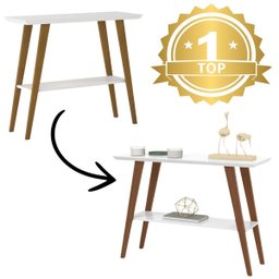 Aparador de Sala Retrô com Pés em Madeira Decorativo Branco - 3