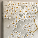 Ver imagem 2 de Quadro Decorativo Branco e Dourado Flor de Cerejeira em Tecido Canvas para Sala Hall