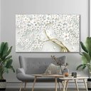 Ver imagem 6 de Quadro Decorativo Branco e Dourado Flor de Cerejeira em Tecido Canvas para Sala Hall