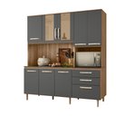 Ver imagem 1 de Kit Cozinha Manu C/ Porta de Vidro Carvalho/chumbo