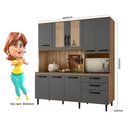 Ver imagem 3 de Kit Cozinha Manu C/ Porta de Vidro Carvalho/chumbo
