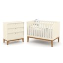 Ver imagem 1 de Jogo de Quarto Infantil Unique com Cômoda 3 Gavetas e Berço Off White/eco Wood - Matic Móveis