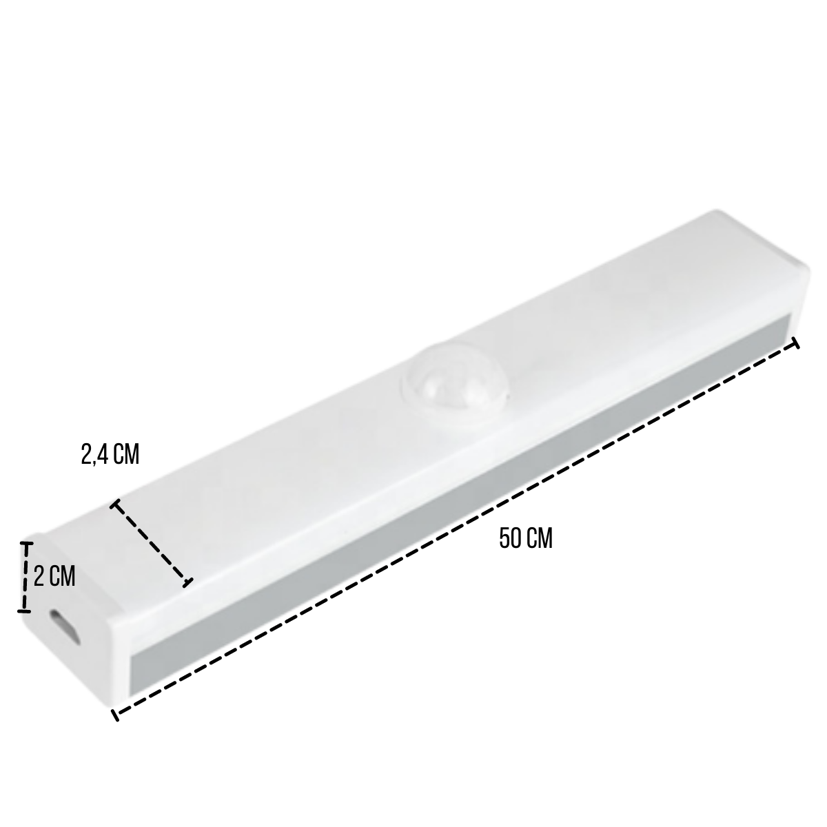 Lâmpada Led 5W Barra 50Cm USB Sensor De Presença Movimento Com Adesivos Magnéticos Para Closets Armá - 3
