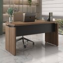Ver imagem 1 de Mesa para Escritório Pequena Tamburato Mdp Nogal/preto