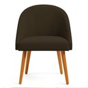 Ver imagem 3 de Cadeira Poltrona de Jantar Luna Suede Marrom Pés Palito Castanho