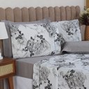 Ver imagem 3 de Jogo de Cama Casal 4p Lençol + Fronha Esmeralda Percal 100% Algodão:floral Cinza