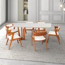 Ver imagem 1 de Conjunto Mesa Grécia com 6 Cadeiras Madeira Maciça, e Estofada Ímola Espresso Móveis Off White/Champ