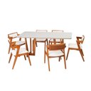 Ver imagem 2 de Conjunto Mesa Grécia com 6 Cadeiras Madeira Maciça, e Estofada Ímola Espresso Móveis Off White/Champ
