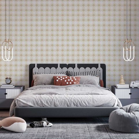 Papel de Parede Arabesco Amarelo Desenhado Gh Papel de Parede 3,5m