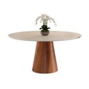 Ver imagem 3 de Mesa de Jantar Calêndula - Base Cone Madeira Laminada - Tampo Redondo Chanfrado 100% Mdf e Vidro Col