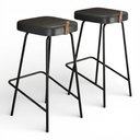 Ver imagem 1 de Kit 02 Banquetas Altas Cozinha e Área Gourmet Vik Estofada Couríssimo Preto - Desk Design
