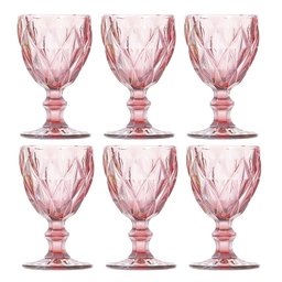 Kit Jarra 1 L + 6 Taças Diamante Lilás Vidro Class Home - 2