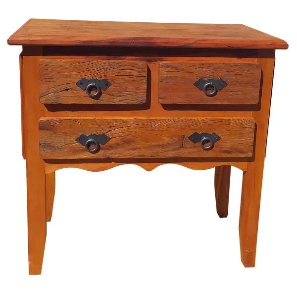 Mini Cômoda Mesa de Cabeceira Madeira de Demolição Peroba Rosa 3 Gavetas Menor preço em Mini Cômoda Mesa de Cabeceira Madeira de Demolição Peroba Rosa 3 Gavetas