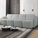 Ver imagem 2 de Sofá Cama Casal para Sala 356cm Polska K04 Bouclê Cinza - Mpozenato