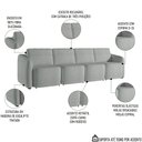 Ver imagem 3 de Sofá Cama Casal para Sala 356cm Polska K04 Bouclê Cinza - Mpozenato