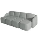 Ver imagem 6 de Sofá Cama Casal para Sala 356cm Polska K04 Bouclê Cinza - Mpozenato