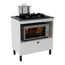 Ver imagem 2 de Balcão Cozinha para Cooktop 4 Bocas e Forno/micro-ondas 75cm 1 Porta Multimóveis Cr20499 Mármore Lun