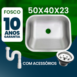 5 Tanque Inox 50x40x23 Aço 304 Fosco Cozinha As Atacado Kit - 3