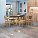 Ver imagem 1 de Conjunto Sala de Jantar Lina em Madeira Maciça 6 Cadeiras Boucle Bege