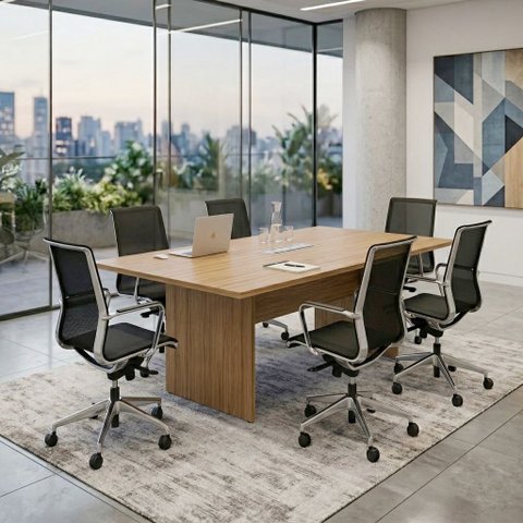 Mesa de Reunião para Escritório Retangular Clássica 180cm Tecnomobili