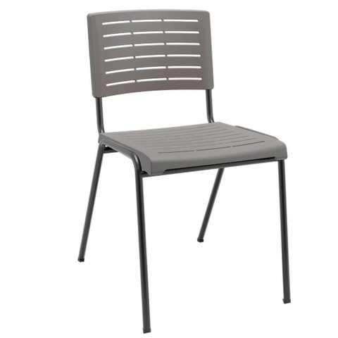 Cadeira Empilhável Fixa Escritório Multiuso Base Preta Kimi P03 Basalto - Lyam Decor
