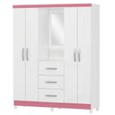 Ver imagem 4 de Guarda Roupa Casal 4 Portas 3 Gavetas Espelho Branco Megasul