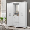 Ver imagem 1 de Guarda Roupa Casal 4 Portas 3 Gavetas Espelho Branco Megasul