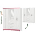 Ver imagem 3 de Guarda Roupa Casal 4 Portas 3 Gavetas Espelho Branco Megasul
