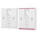 Ver imagem 6 de Guarda Roupa Casal 4 Portas 3 Gavetas Espelho Branco Megasul