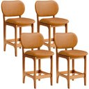 Ver imagem 1 de Kit 04 Banquetas Baixa Bar Cozinha Sala Jantar Fixa Betta L02 Imbuia Couríssimo Whisky - Lyam Decor