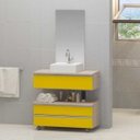 Ver imagem 1 de Conjunto de Gabinete Banheiro Creta 60cm com Cuba e Espelho