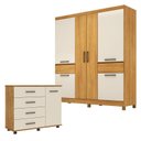 Ver imagem 2 de Cômoda Flora e Guarda Roupa Casal Mauá Cinamon Touch Off White – Demóbile