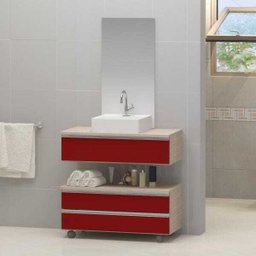 Conjunto de Gabinete Banheiro Creta 60cm com Cuba e Espelho - 1